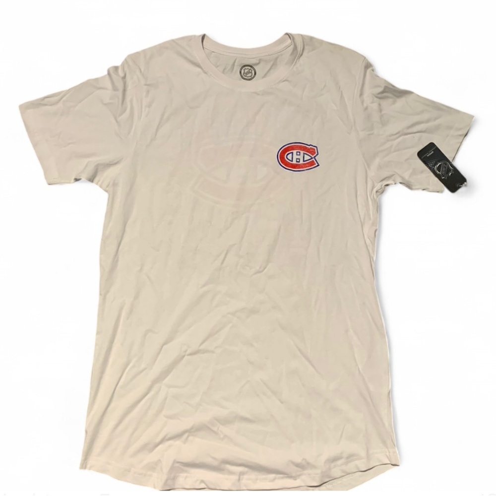 NHL White Short Sleeve Tee with Red Logo